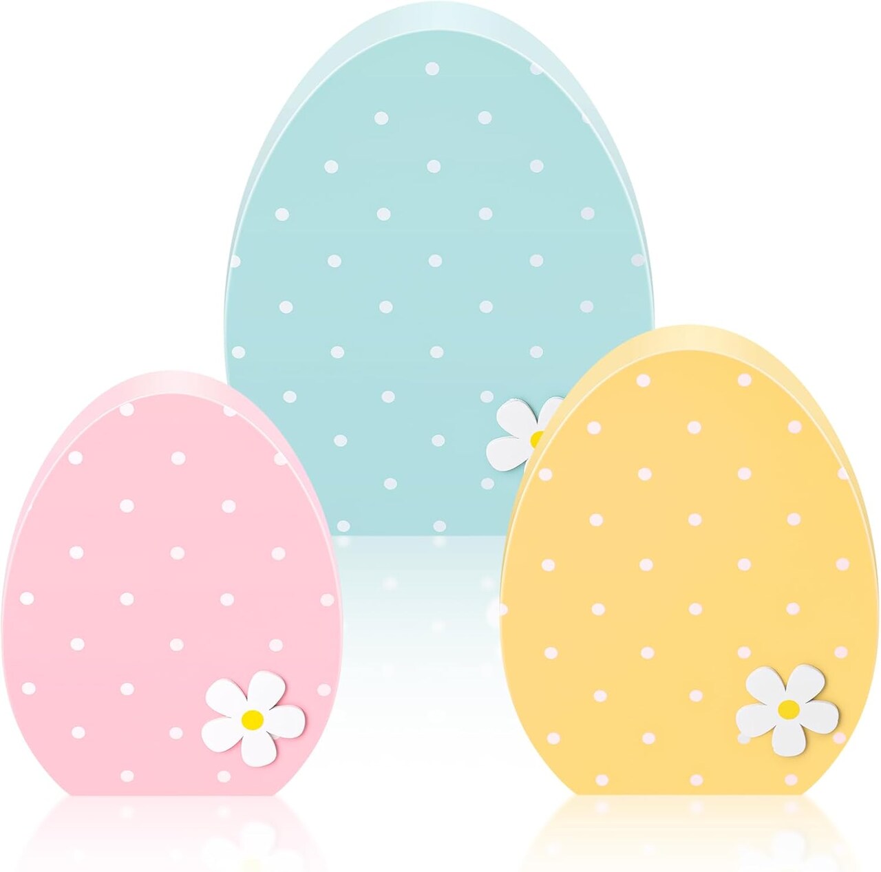 3 Pcs Easter Egg Table Wooden Signs Egg Farmhouse Decorations Spring Egg Wood Tabletop Easter Decorations Easter Egg Dining Room Table Centerpiece for Easter Party Office Home Decor (Elegant)